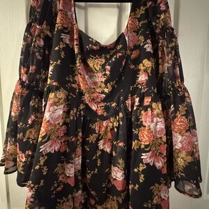 Fashion Nova Gloria Floral Chiffon Micro Mini Dress